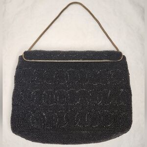 50s Black Bead Clutch Purse